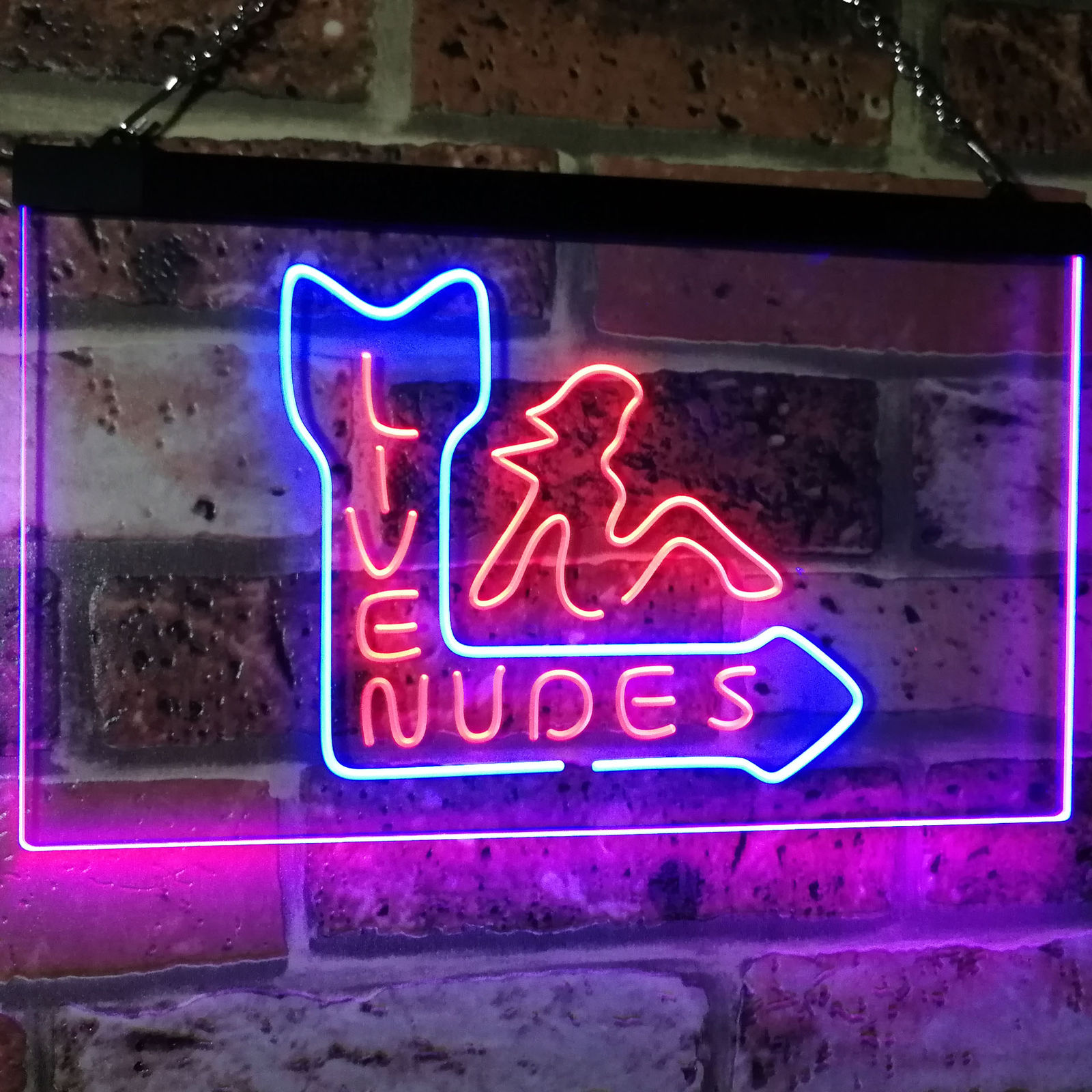 Live Nude Girls Bar Dual Color Led Neon Sign
